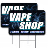 VAPE SHOP 2 Pack Double-Sided Yard Signs 16" x 24" with Metal Stakes (Made in Texas)