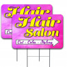 HAIR SALON Arrow 2 Pack Double-Sided Yard Signs 16" x 24" with Metal Stakes (Made in Texas)