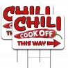 Chili Cook Off Arrow 2 Pack Double-Sided Yard Signs 16" x 24" with Metal Stakes (Made in Texas)