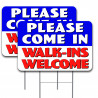 Walk-Ins Welcome 2 Pack Double-Sided Yard Signs 16" x 24" with Metal Stakes (Made in Texas)