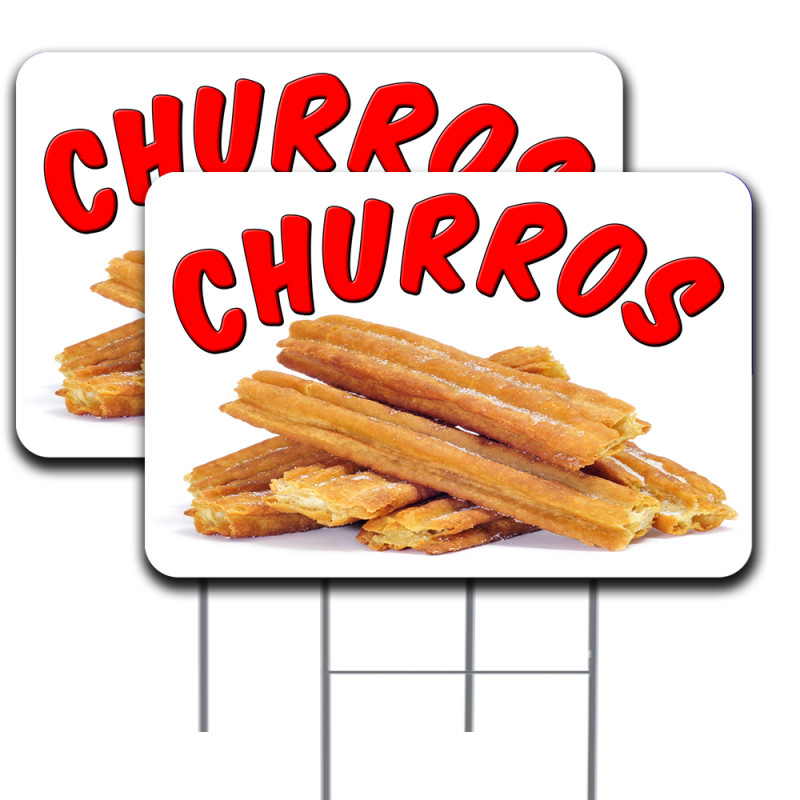 CHURROS 2 Pack Double-Sided Yard Signs 16" x 24" with Metal Stakes (Made in Texas)