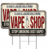 VAPE SHOP 2 Pack Double-Sided Yard Signs 16" x 24" with Metal Stakes (Made in Texas)