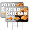 FRIED CHICKEN Arrow 2 Pack Double-Sided Yard Signs 16" x 24" with Metal Stakes (Made in Texas)