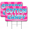 COTTON CANDY 2 Pack Double-Sided Yard Signs 16" x 24" with Metal Stakes (Made in Texas)