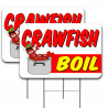 CRAWFISH BOIL 2 Pack Double-Sided Yard Signs 16" x 24" with Metal Stakes (Made in Texas)