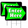 ENTER HERE Arrow 2 Pack Double-Sided Yard Signs 16" x 24" with Metal Stakes (Made in Texas)