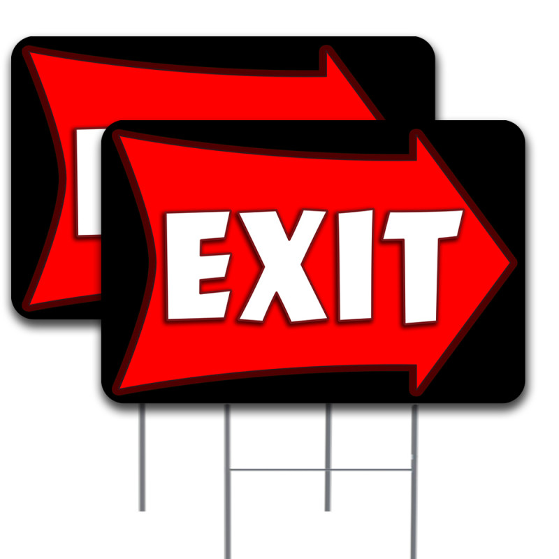 EXIT ARROW 2 Pack Double-Sided Yard Signs 16" x 24" with Metal Stakes (Made in Texas)