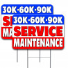 30K/60K/90K Service/Maintenance 2 Pack Double-Sided Yard Signs 16" x 24" with Metal Stakes (Made in Texas)