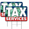 TAX SERVICES 2 Pack Double-Sided Yard Signs 16" x 24" with Metal Stakes (Made in Texas)