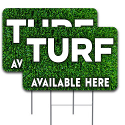 TURF Available Here 2 Pack Double-Sided Yard Signs 16" x 24" with Metal Stakes (Made in Texas)