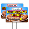 Elephant Ears (Fried Dough) 2 Pack Double-Sided Yard Signs 16" x 24" with Metal Stakes (Made in Texas)