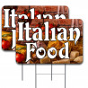 ITALIAN FOOD 2 Pack Double-Sided Yard Signs 16" x 24" with Metal Stakes (Made in Texas)