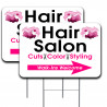 Hair Salon Arrow 2 Pack Double-Sided Yard Signs 16" x 24" with Metal Stakes (Made in Texas)
