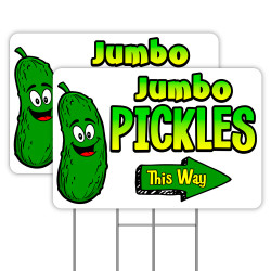 Jumbo Pickles (Arrow) 2 Pack Double-Sided Yard Signs 16" x 24" with Metal Stakes (Made in Texas)
