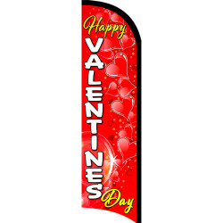Happy Valentines Day Premium Windless Feather Flag Bundle (Complete Kit) OR Optional Replacement Flag Only