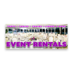 Event Rentals Vinyl Banner with Optional Sizes (Made in the USA)