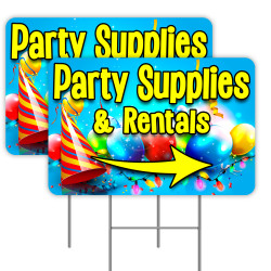 Party Supplies & Rentals 2 Pack Yard Signs 16" x 24" - Double-Sided Print, with Metal Stakes Made in The USA 841098108984