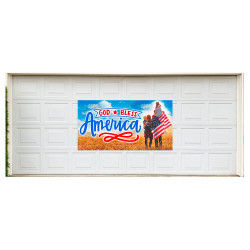 God Bless America (Family) 42" x 84" Magnetic Garage Banner For Steel Garage Doors