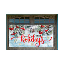 Happy Holidays 42" x 84" Magnetic Garage Banner For Steel Garage Doors