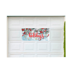 Happy Holidays 21" x 47" Magnetic Garage Banner For Steel Garage Doors