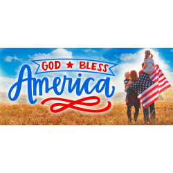 God Bless America (Family) 21" x 47" Magnetic Garage Banner For Steel Garage Doors