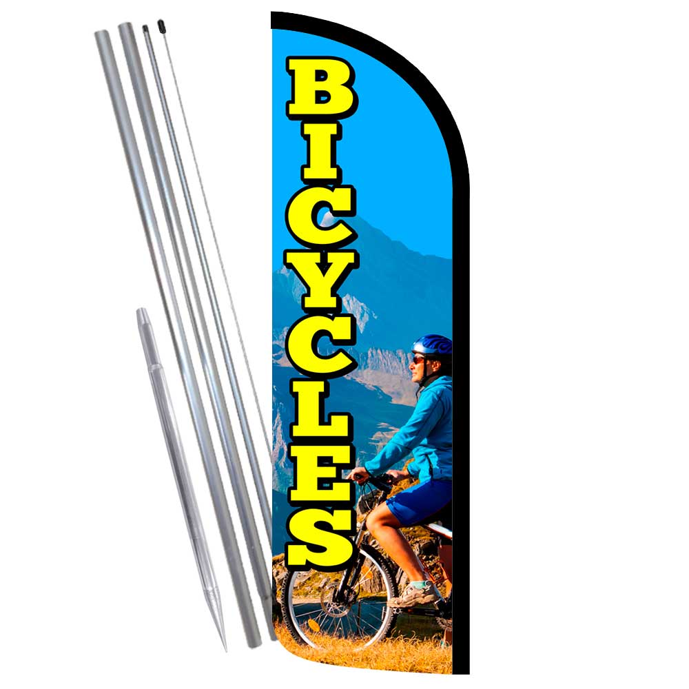 Bicycles Premium Windless Feather Flag Bundle (Complete Kit) OR Optional Replace