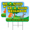Clean Up After Your Dog 2 Pack Double-Sided Yard Signs 16" x 24" with Metal Stakes (Made in Texas)