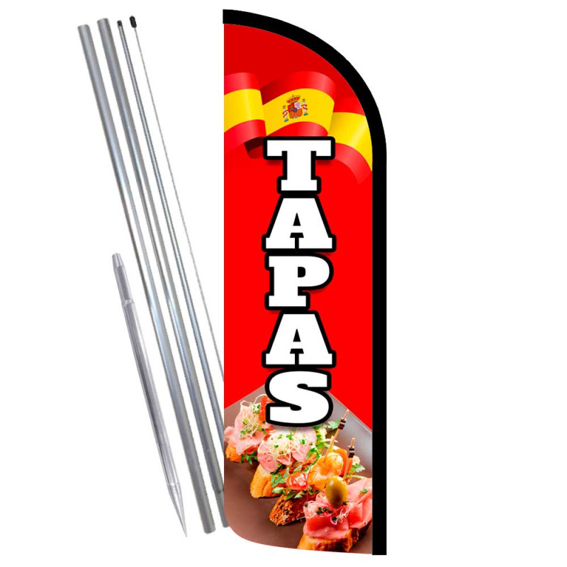 TAPAS Premium Windless Feather Flag Bundle (Complete Kit) OR Optional Replacement Flag Only