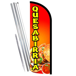 Quesabirria Premium Windless Feather Flag Bundle (Complete Kit) OR Optional Replacement Flag Only