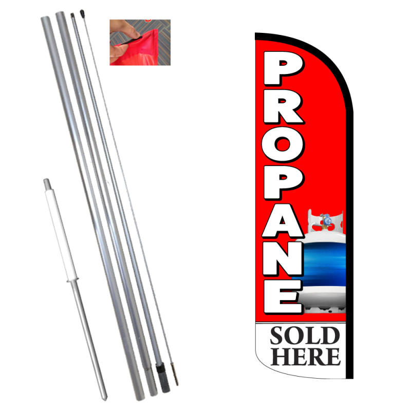 PROPANE Premium Windless  Feather Flag Bundle (Complete Kit) OR Optional Replacement Flag Only