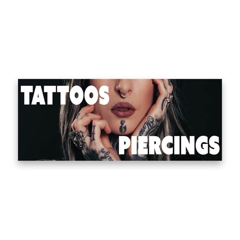 Tattoo Piercings Vinyl Banner with Optional Sizes (Made in the USA)