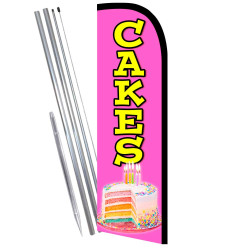 CAKES Premium Windless  Feather Flag Bundle (Complete Kit) OR Optional Replacement Flag Only