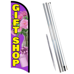 Gift Shop Premium Windless  Feather Flag Bundle (Complete Kit) OR Optional Replacement Flag Only