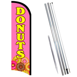 DONUTS Premium Windless  Feather Flag Bundle (Complete Kit) OR Optional Replacement Flag Only