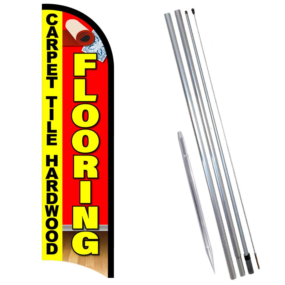 FLOORING (Carpet, Tile, Hardwood) Premium Windless Feather Flag Bundle (Complet