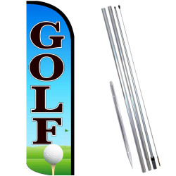 GOLF Windless Feather Flag Bundle (Complete Kit) OR Optional Replacement Flag Only