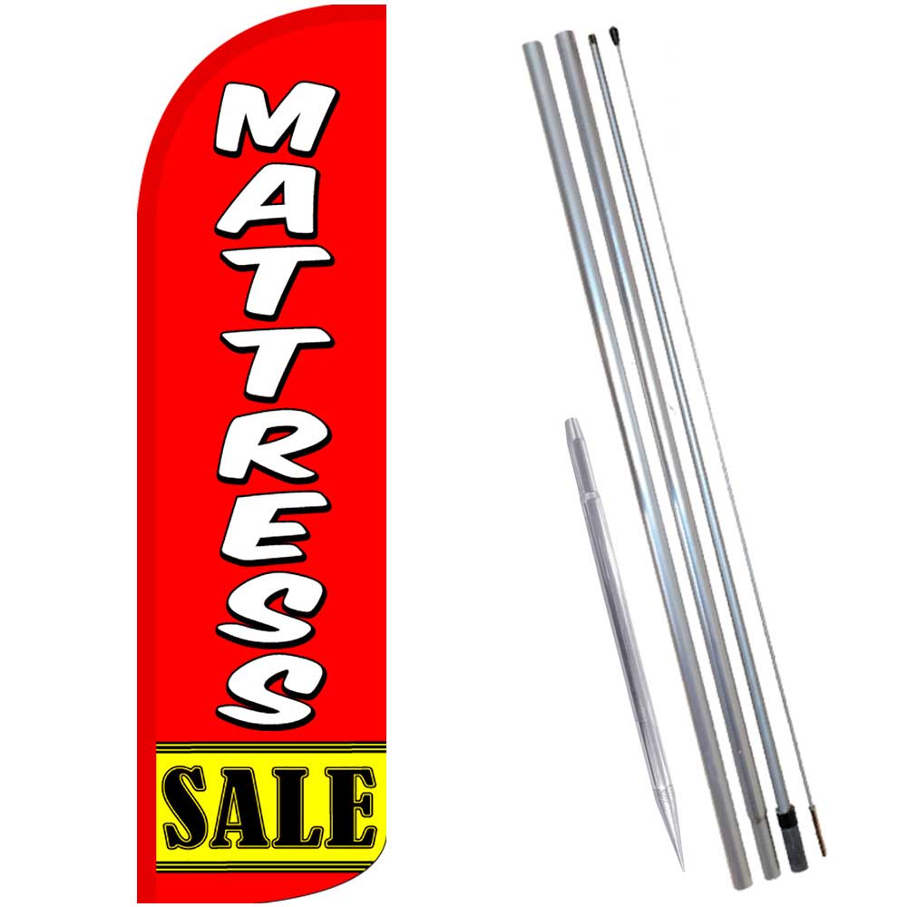 Mattress Sale (Red/Yellow) Windless Feather Flag Bundle (Complete Kit) OR Option