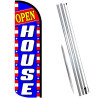 OPEN HOUSE (Blue/White/Stars) Windless Feather Flag Bundle (Complete Kit) OR Optional Replacement Flag Only