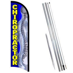 Chiropractor Premium Windless  Feather Flag Bundle (Complete Kit) OR Optional Replacement Flag Only