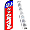 SELF-STORAGE (Blue/Red) Windless Feather Flag Bundle (Complete Kit) OR Optional Replacement Flag Only