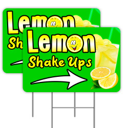 Lemon Shake Ups 2 Pack Yard Signs 16" x 24" - Double-Sided Print, with Metal Stakes Made in The USA 841098109189