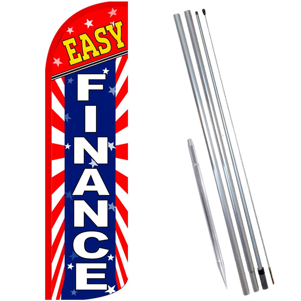 Easy Finance (Starburst) Windless Feather Flag Bundle (Complete Kit) OR Optional