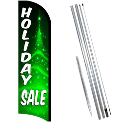 Holiday Sale (Green) Windless Feather Flag Bundle (Complete Kit) OR Optional Replacement Flag Only