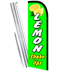 Lemon Shake Ups Premium Windless  Feather Flag Bundle (Complete Kit) OR Optional Replacement Flag Only