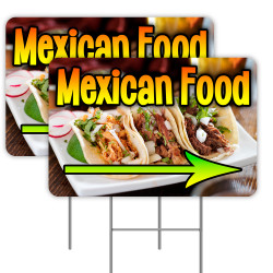 Mexican Food 2 Pack Yard Signs 16" x 24" - Double-Sided Print, with Metal Stakes Made in The USA 841098109264