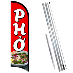 PHO Premium Windless  Feather Flag Bundle (Complete Kit) OR Optional Replacement Flag Only