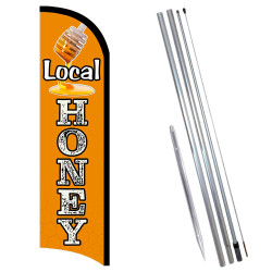 Local Honey Premium Windless  Feather Flag Bundle (Complete Kit) OR Optional Replacement Flag Only