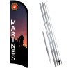 MARINES Premium Windless  Feather Flag Bundle (Complete Kit) OR Optional Replacement Flag Only