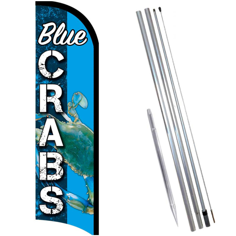 BLUE CRABS Premium Windless  Feather Flag Bundle (Complete Kit) OR Optional Replacement Flag Only