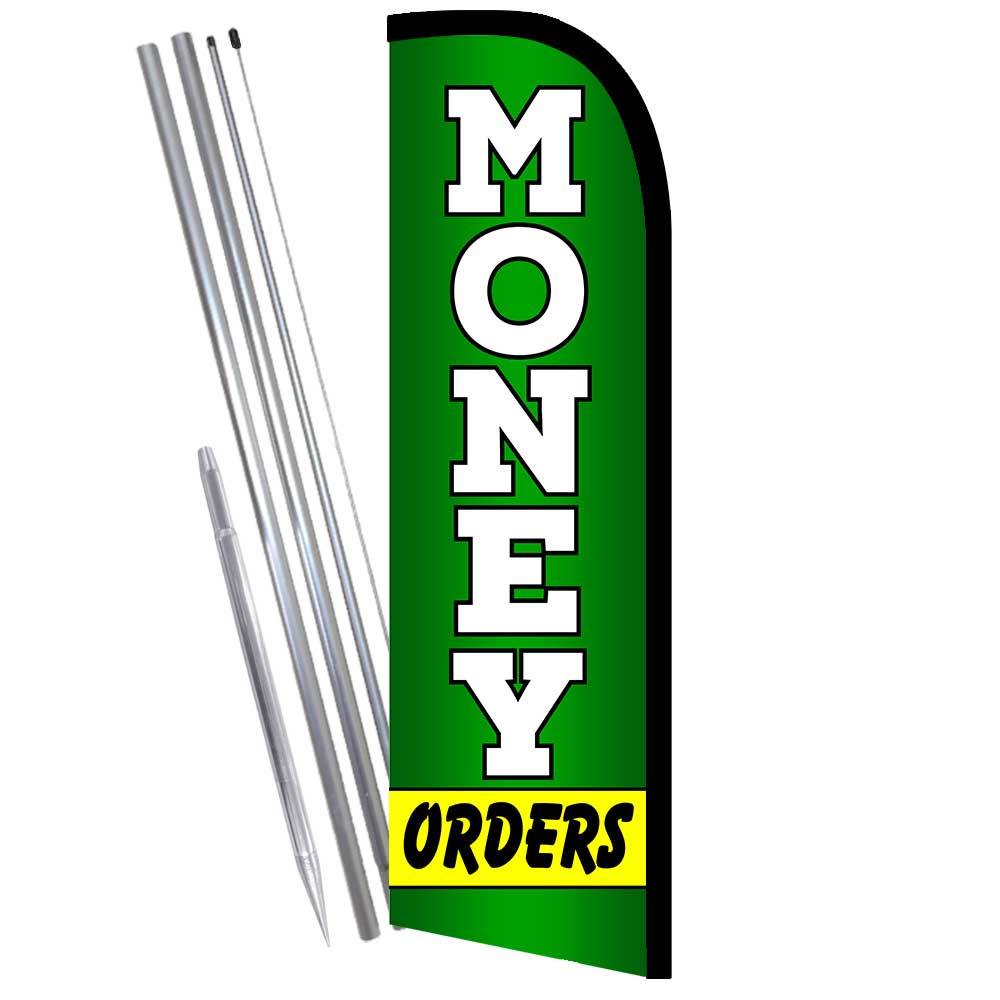 Money Orders Premium Windless Feather Flag Bundle (Complete Kit) OR Optional Re
